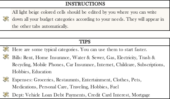 Monthly Budget Template