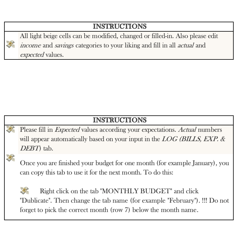 Monthly Budget Template