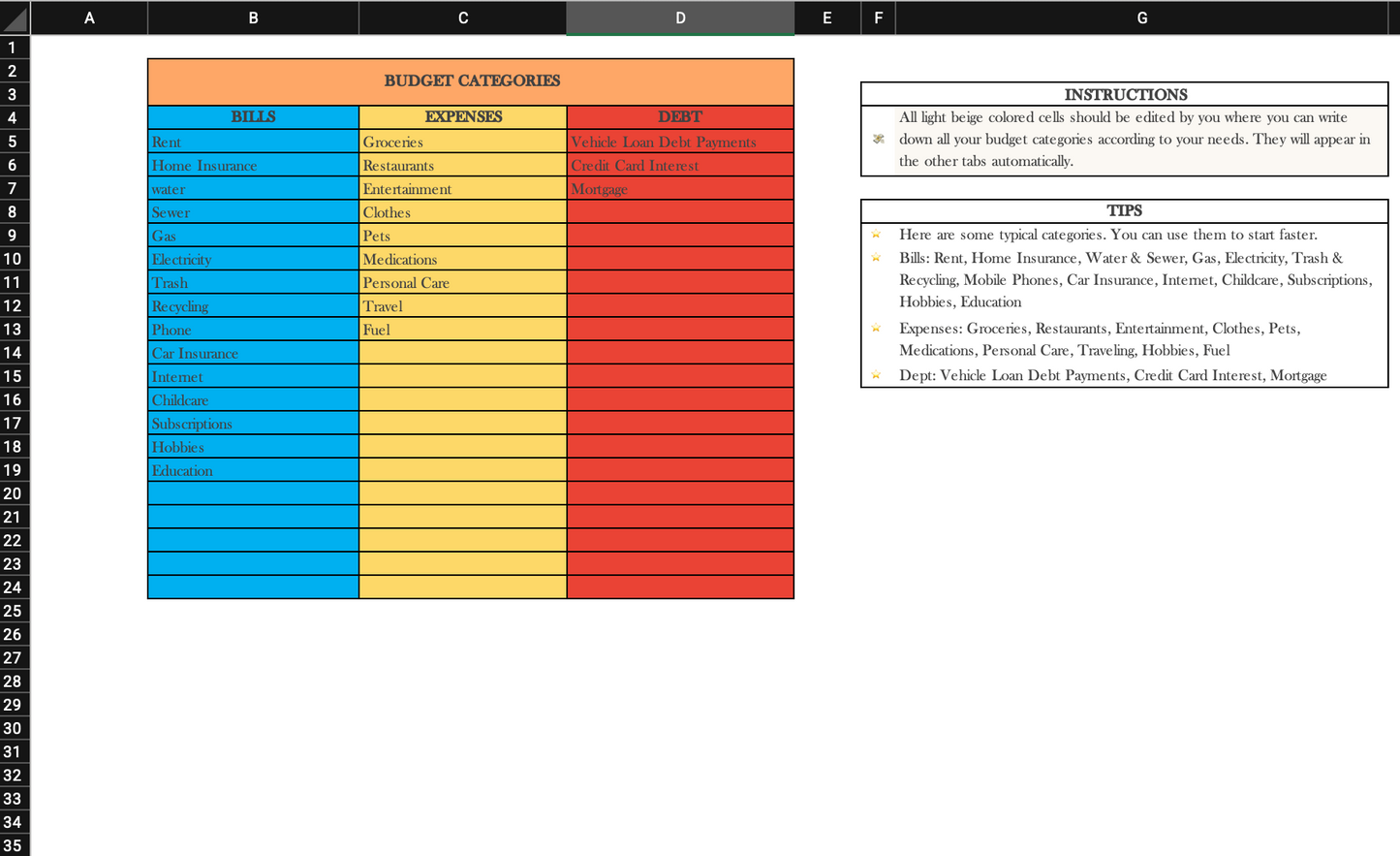 Budget By Paycheck Template
