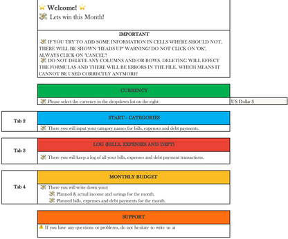Monthly Budget Template