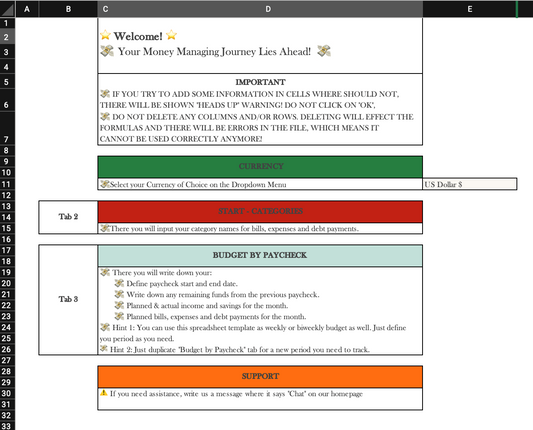 Budget By Paycheck Template