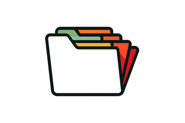 Collection of folders with different colors of dividers. make it a logo and in a simple format